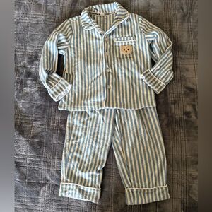 BearPaw Striped Blue and White Kids Pajama Set